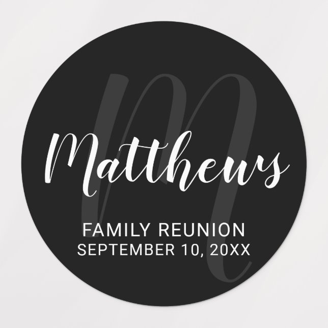 Personalisierte moderne Script-Monogramm und Famil Etiketten (Design 1)