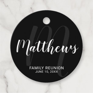 Personalisierte moderne Script-Monogramm und Famil Geschenkanhänger