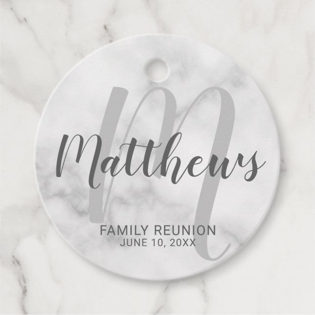 Personalisierte moderne Script-Monogramm und Famil Geschenkanhänger (Vorderseite)