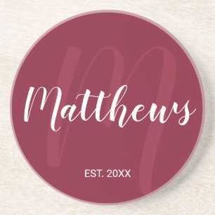 Personalisierte moderne Script-Monogramm und Famil Getränkeuntersetzer