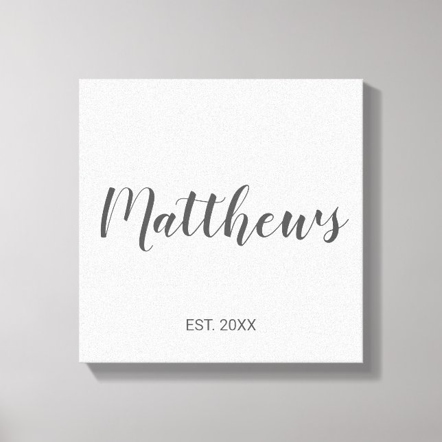 Personalisierte moderne Script-Monogramm und Famil Leinwanddruck (Vorderseite)