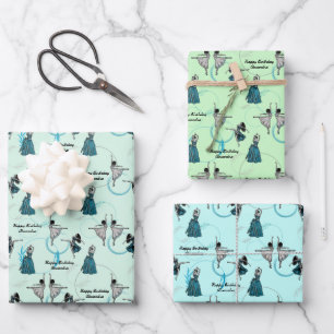 Personalisierte moderne Tänzer geben Wrap-Set Geschenkpapier Set