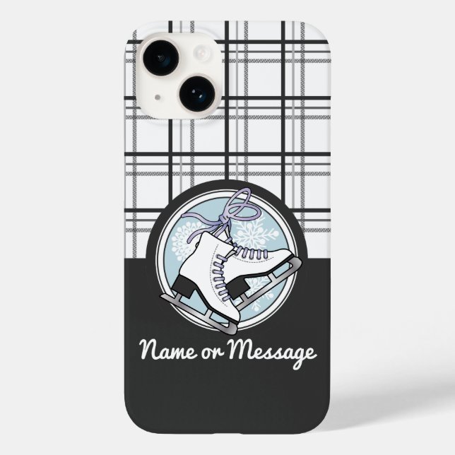 Personalisierte moderne Tartan Ice Skaten Case-Mate iPhone Hülle (Rückseite)