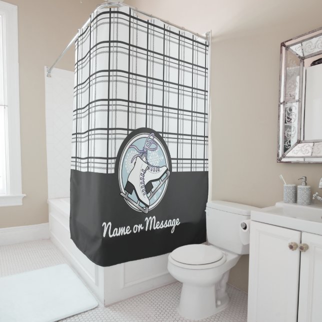 Personalisierte moderne Tartan Ice Skaten Duschvorhang (Beispiel)
