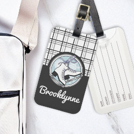 Personalisierte moderne Tartan Ice Skaten Gepäckanhänger