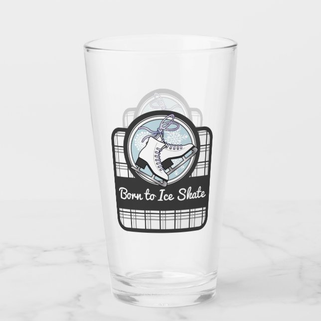 Personalisierte moderne Tartan Ice Skaten Glas (Vorderseite)