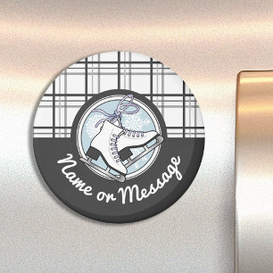 Personalisierte moderne Tartan Ice Skaten Magnet