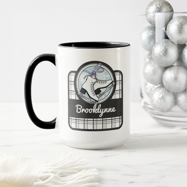 Personalisierte moderne Tartan Ice Skaten Tasse (Von Creator hochgeladen)