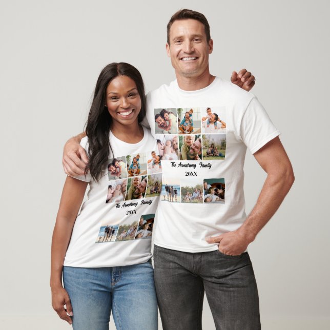Personalisierte, moderne und stilvolle Familienfot T-Shirt (Unisex)