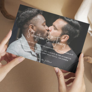 Personalisierte moderne und stilvolle Foto Gay Wed Einladung