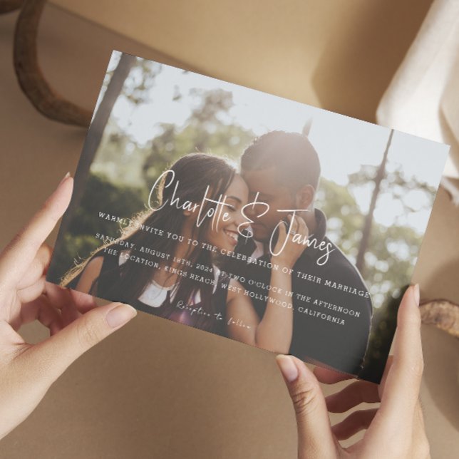 Personalisierte, moderne und stilvolle Foto Hochze Einladung (Personalized Modern and Stylish Photo Wedding Invitations from Ricaso. Stunning simple typography)