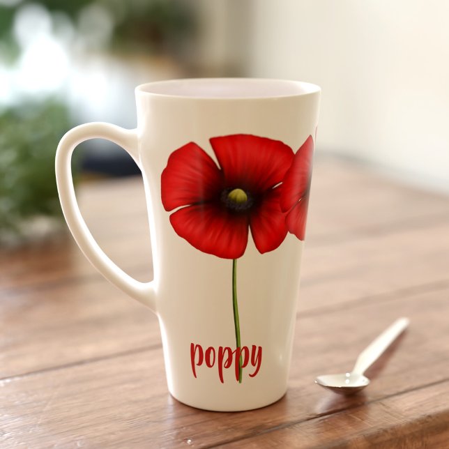 Personalisierte Mohnblume Blume Große Latte Tasse (Pop your name on this pretty poppy latte mug!)
