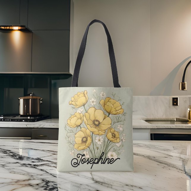 Personalisierte Mohnblume Blume Taschengeschenk fü (personalized tote, mama gift bag, Mother’s Day tote, floral tote for mom, birthday gift for mom)