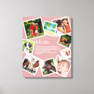 Personalisierte Mom Definition 9 Foto Blush Pink Leinwanddruck