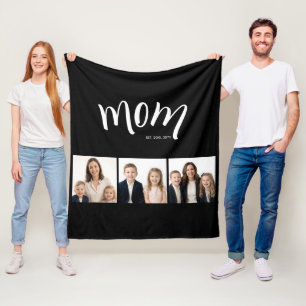 Personalisierte Mom Kids 3 Foto Collage Mom Est Ja Fleecedecke