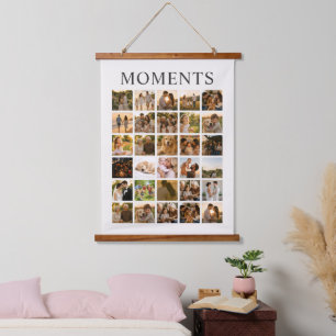Personalisierte Momente Fotocollage Wandteppich Mit Holzrahmen