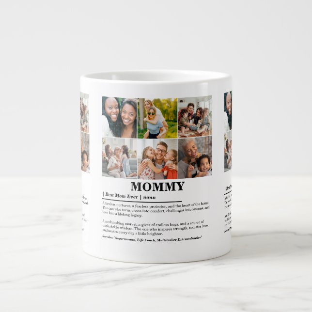 Personalisierte Mommy-Definition 6-FotoCollage Jumbo-Tasse (Vorderseite)