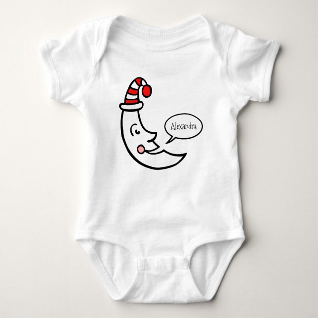 Personalisierte Mondgesicht und Sterne Baby Strampler (Vorderseite)