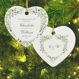 Personalisierte Mongram Greenerity Wedding Keramik Ornament