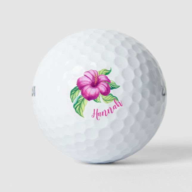 Personalisierte Mongram Pink Hibiskus Blume Island Golfball (Vorderseite)