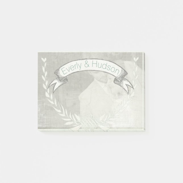 Personalisierte Mongram Post-it®-Hinweise für Ihr  Post-it Klebezettel (Vorderseite)