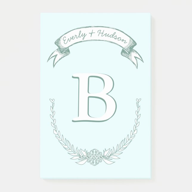 Personalisierte Mongram Post-it®-Notizen Post-it Klebezettel (Vorderseite)