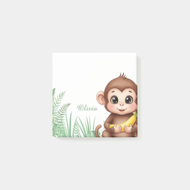 Personalisierte Monkey Safari Haftnotizen Post-it Klebezettel (Vorderseite)