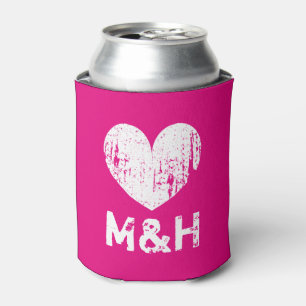 Personalisierte Mono-Neon-Rosa-Hochzeit kann kühl Dosenkühler