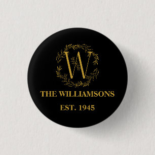 Personalisierte Monogram Black & Gold-Produktfamil Button