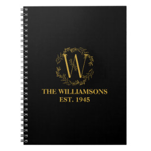 Personalisierte Monogram Black & Gold-Produktfamil Notizblock