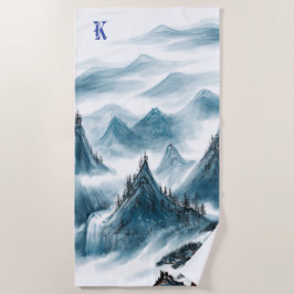 Personalisierte Monogram Blue Rolling Mouning View Strandtuch