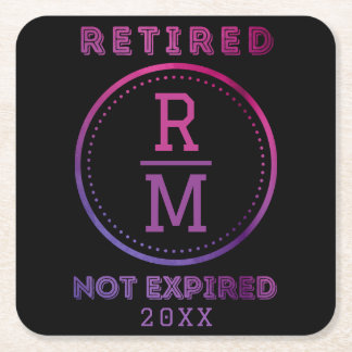 Personalisierte Monogram Date Retirement Günstige Rechteckiger Pappuntersetzer