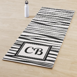 Personalisierte Monogram Eleganline Art Schwarz-we Yogamatte