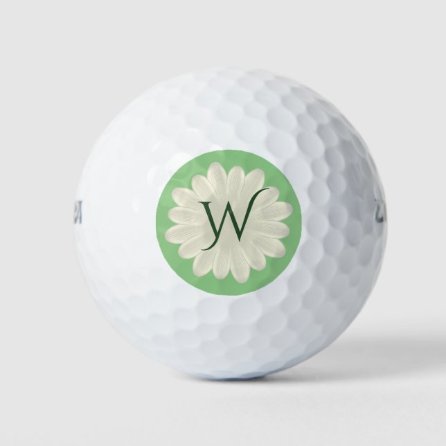 Personalisierte Monogram Floral Daisy Golfball (Vorderseite)