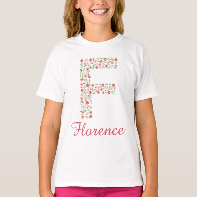 Personalisierte Monogram Girls-T - Shirt mit Buchs (Vorderseite)