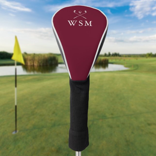 Personalisierte Monogram Golf Clubs Burgundy Red Headcover (Personalized Monogram Golf Clubs Burgundy Red Golf Head Cover)