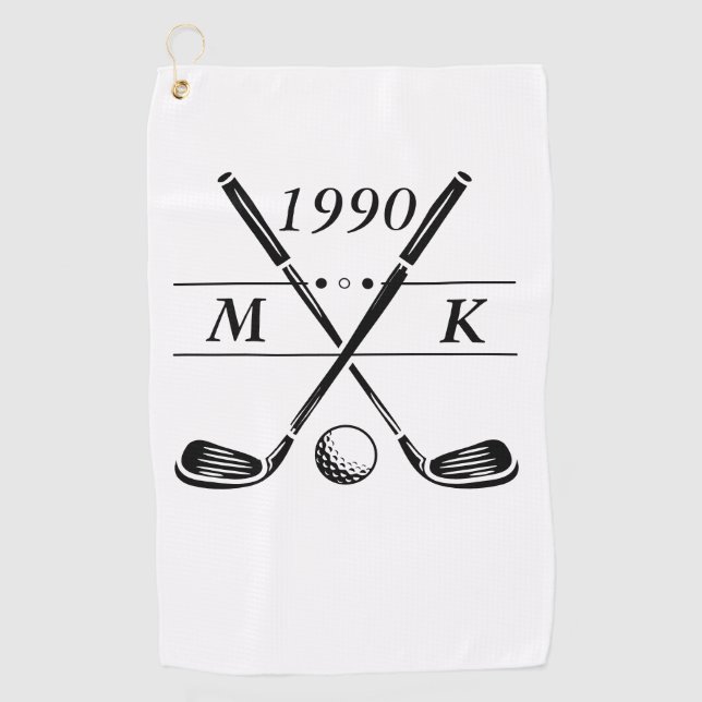 Personalisierte Monogram-Golfklubs Golfhandtuch (Vorderseite)