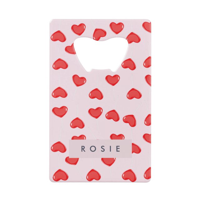 Personalisierte Monogram Heart Lolipop Valentine Geldbeutel Flaschenöffner (Vorderseite)
