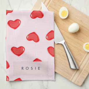 Personalisierte Monogram Heart Lolipop Valentine Geschirrtuch