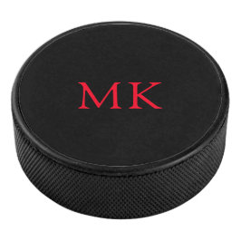 Personalisierte Monogram-Initialen Modernes Schwar Eishockey Puck