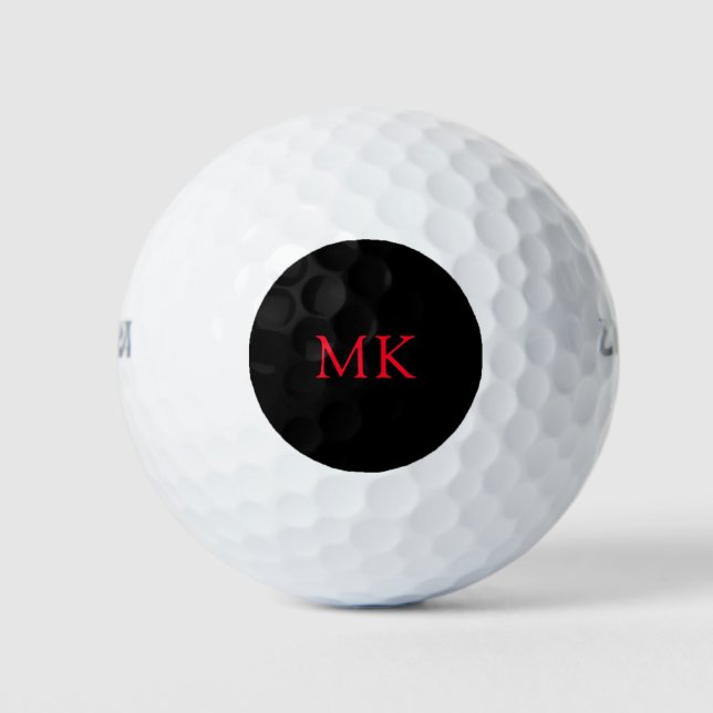 Personalisierte Monogram-Initialen Modernes Schwar Golfball (Vorderseite)