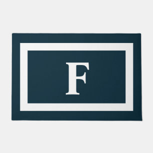 Personalisierte Monogram Navy Blue White Initial Fußmatte