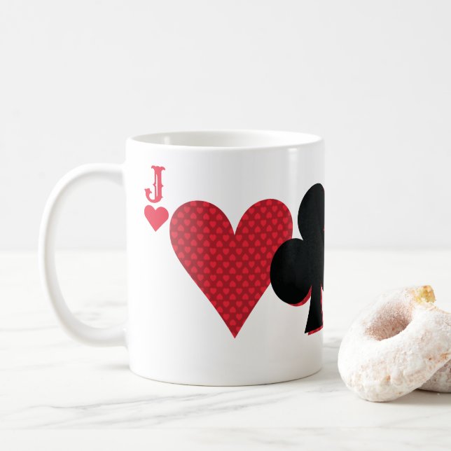 Personalisierte Monogram Playing Card Bridge & Pok Kaffeetasse (Mit Donut)
