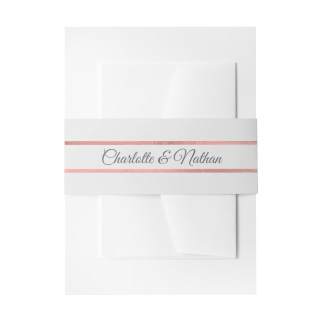 Personalisierte Monogram Rose Gold Foil Gray Weddi Einladungsbanderole (Vorderseite Beispiel)