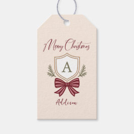 Personalisierte Monogram Striped Bow Frohe Weihnac Geschenkanhänger