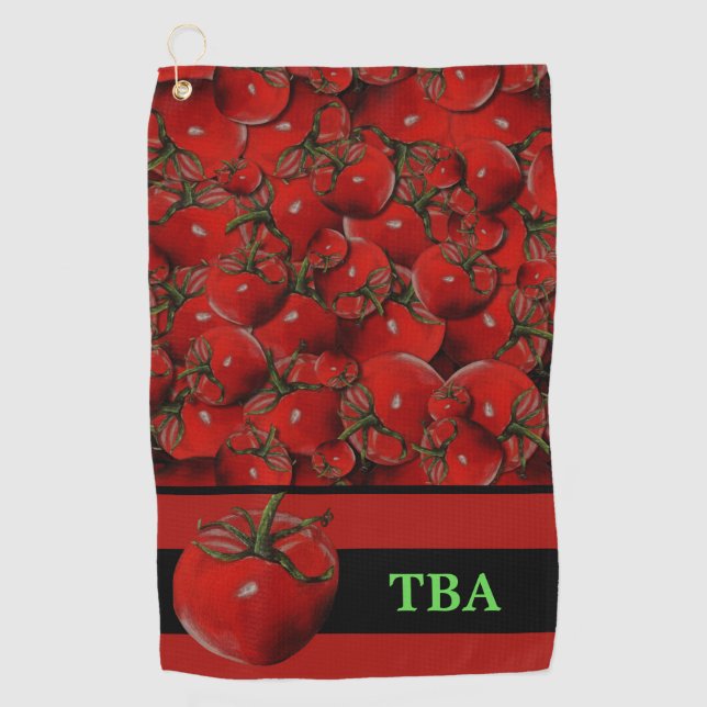 Personalisierte Monogram Tomaten Golfhandtuch (Vorderseite)
