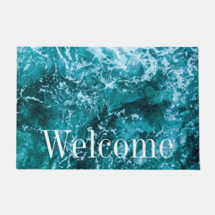 Personalisierte Monogram Türkis Sea Waves Fußmatte