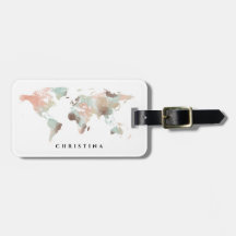 Personalisierte Monogram Watercolor Weltkarte