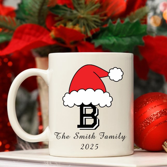 Personalisierte Monogram-Weihnachtsmannmütze Weihn Kaffeetasse (Personalized Monogram Family Christmas Coffee Mug
)