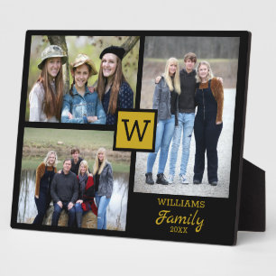 Personalisierte Monogramm-3-Foto Fotoplatte